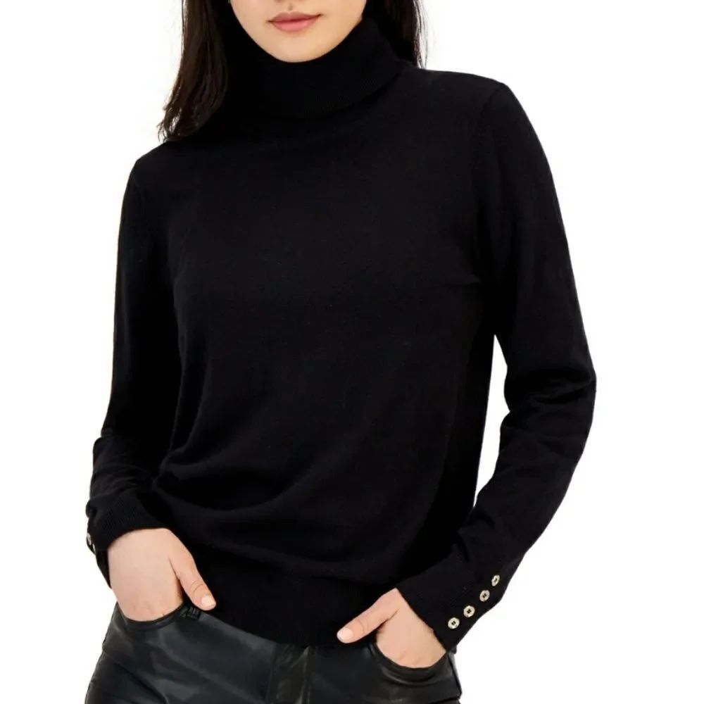 Tommy Hilfiger Solid Buttoned-Cuff Stella Sweater sz Sm